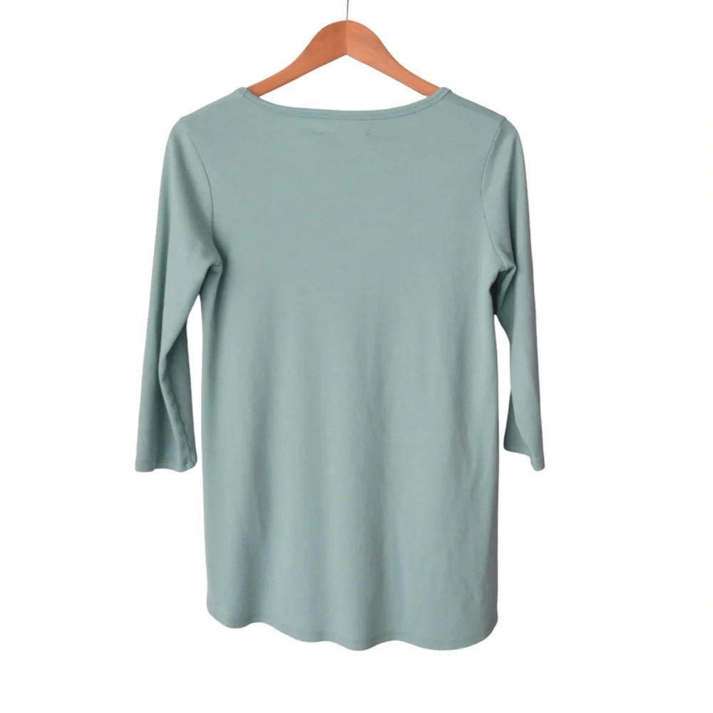 Beyond Threads Pima Cotton Pocket Tee Tunic Small Seaglass Green 3/4 Sleeve Peru - Picture 2 of 8